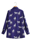 Women's New Long-Sleeved Animal Zebra-Print Shirt