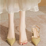 Sandals Women 2025 New Summer Fairy Not Tired Feet French Soft Leather Pointed Thick Heel High Heels