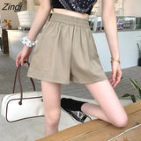 Women Pure Minimalist Folds New Design Summer Fashion Daily All-match Pockets Ulzzang Loose Ladies Streetwear Retro