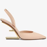 Color Pointed Head Behind The High Heel Sandals Women 2025 Summer New Loose With Metal Heel Temperament Single