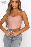 PU Leather Women Tube Tops Bustiers Corsets Strapless Off Shoulder Tank Vest Clubwear Bodycon Slim Push Up
