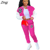 Winter Baseball Sport Women's Set Jacket and Pants Suit Active Sweatsuit Tracksuit Two Piece Set Fitness