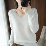 Zingj The 2023 Fall / Winter New Women's Knit Sweater Pullover Women's V-Neck Bottom Plush Sweater-Outfit