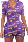 Women Sexy V-Neck Bodycon Bodysuit Casual Printed Button Sleepwear Jumpsuit Shorts Romper Leotard Sexy Ladies Summer Pajamas