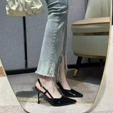 Sandals Women 2025 Spring New Pointed Fairy Style Naked Color After The Empty Buckle With Fine High