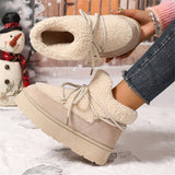 Bottom Cross-Tie Belt 2025 Autumn And Winter New Fashion Plus Thick Warm Short Barrel Porcede Taut Snow