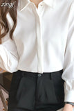 Women's Shirt Chiffon Blouses for Women Full Sleeve Button Up Tops Polo Neck Woman Blouse Tops Female 2023 Basic Shirts