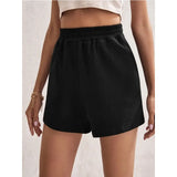 Summer Elastic Waist Loose Wide Leg Solid Color