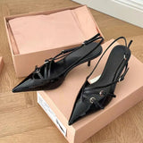 And Summer 2025 New Fashion Single Shoes Retro Pointed Women's Shoes High