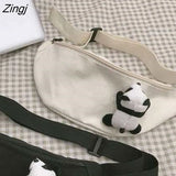 Bags Women Simple Harajuku All-match Canvas Students Fanny Pack Ulzzang Hip-pop Fashion Portable Money Phone Pouch