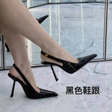 Summer New Light Mouth Heel High Heels Women Feel Small Square Head Black Sandals Women