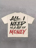 T-Shirt Y2K Hip-Hop Letter Retro Cross Graphic Print Oversized T-Shirt Men's Round Neck Cotton Short-Sleeved Shirt 211-0-Outfit