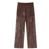 Women's Clothing INS Explosive Fashion Personality Beads Embroidered Bright Diamond Broad Leg