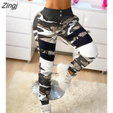 Trendy Autumn Buckle Camouflage Print Cargo Pants Women Casual Long Trousers Daily Wear Loungewear Tactical Pants For