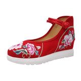Zingj Increase High Slope Heel Embroidered Cloth Shoes Women Casual Cloth Shoes Single Shoes High