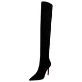 Shoes Suede Sexy Over-the-Knee Boots Black Plush Warm Women Winter Boots Thin High Heel Boots Long Boots Plus Size 42