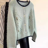 Sweet Embroidery Flowers Soft Sticky Cardigan Women Autumn And Winter New Loose Temperament Sweater Small Fragrant