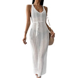 Sexy High-Rise Strap Hollow Dress Women's Beach Knitted Sunbine Bikini