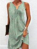 Summer Wish Casual Wind A-Shaped Dress Sleeveless Vest V-Neck Dress