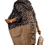 Loose Leopard-Print Letter Jahua Casual Hoodie Medium Long Women's Sweater Cardigan