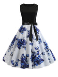 White Patchwork Polka Dot Summer Dress Women Vintage 50s 60s Pin Up Rockabilly Dress Robe Party Office
