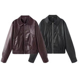 Women's Clothing Fashion Casual Leather Jacket