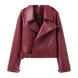 Women's Street Trend Locomotive Wind Sheep Leather