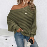 Autumn Women's Knitted Shirt V-Neck Splicing Long-Sleeved Simple Knitted Sweater Simple