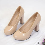 Women's High Heel Single Shoes Thick Heel PU Waterproof Table Four Seasons OL Working Shoes Long-Term