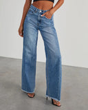 Zingj Early Autumn New Casual Street Loose Wide Leg Wash Water Wool Edge Jeans Female