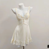 Pajamas Women Summer With Chest Pad Ice Wire 2025 New Tone Hollow Pure Desire High-End Ribbon Sling