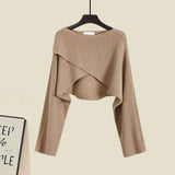 Zingj And Winter Suit Women's 2024 New French Feeling Cross Knit Sweater With Fishtail Dress Two Sets-Outfit
