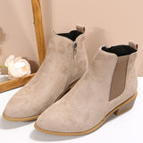 Women's Boots New Square With Large Size Women's Boots Velvet Fashion Boots Side Zippered Tips Short