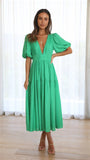 Zingj Years Leisure Fashion Trend Summer V Collar Waist Long Dress