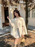 Xixi 2025 Autumn New White Standard Temperament Elegant Thousand Gold Wind Long-Sleeved Coat Cape Woman