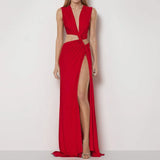 Women's New Hollow Knotted V-Neck Sleeveless Foldless Irregular