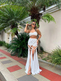 Solid Color Thoracic Flat-Angled Split Swimsuit Woman 2025 New Breast-Meared Bikini Sexy