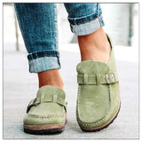 Summer New Sandals Coated Outside Wearing Belt Buckle Half-Tug Women's Large-Size Casual Slippers Women's