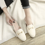 Version Of The New Muller Shoes Flat Half Slippers Women Lazy Outside Wearing The Head Size