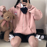 Soft Sister Student Cartoon Meal Jk Coat Zipper Koloumi Cotton Hoodie Jade Cinnamon Dog