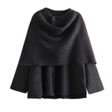 New With Asymmetric Scarf Short Loose Knit