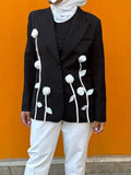 Elegant Suit 2025 Autumn And Winter New Design Three-Dimensional Flower Decoration Slim Thin Suit Jacket