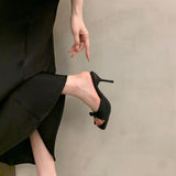 Temperament Black Bow High Heels Women 2025 Summer New Catchy And Muller Women Cold