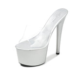Zingj New Model Shoes Super High Heels 17CM Thin Heel Waterproof Platform Sandal Female Transparent Crystal Shoes Wedding