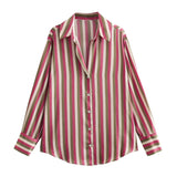 Women's Multi-Color Silk-Sense Silk-Sense Long-Sleeved Shirt Top Women