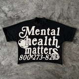 New Short-Sleeved MENTAL Cotton T-Shirt Fashion Collar Collar