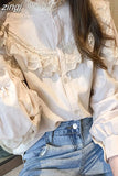 Blusas Casual Women Tops and Blouses Lace Blouse Vintage Women Autumn Lantern Long Sleeve Top Elegant Loose Shirt
