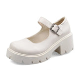 Jane Students College Wind Single Shoes Women 2025 Spring Autumn New One Word Buckle British Wind Small Leather Shoes