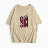 Sale Of Retro Simple Text Printed T-Shirts In The Summer Free-Round Collar Pure Cotton Short