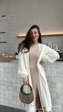 Autumn And Winter Hot Sweater Suit Women Loose Long Version Imitation Cardigan + Open Fork